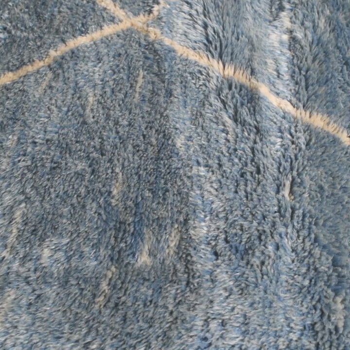 Blue Diamond Moroccan Rug – Handmade Wool Beni Ourain Style