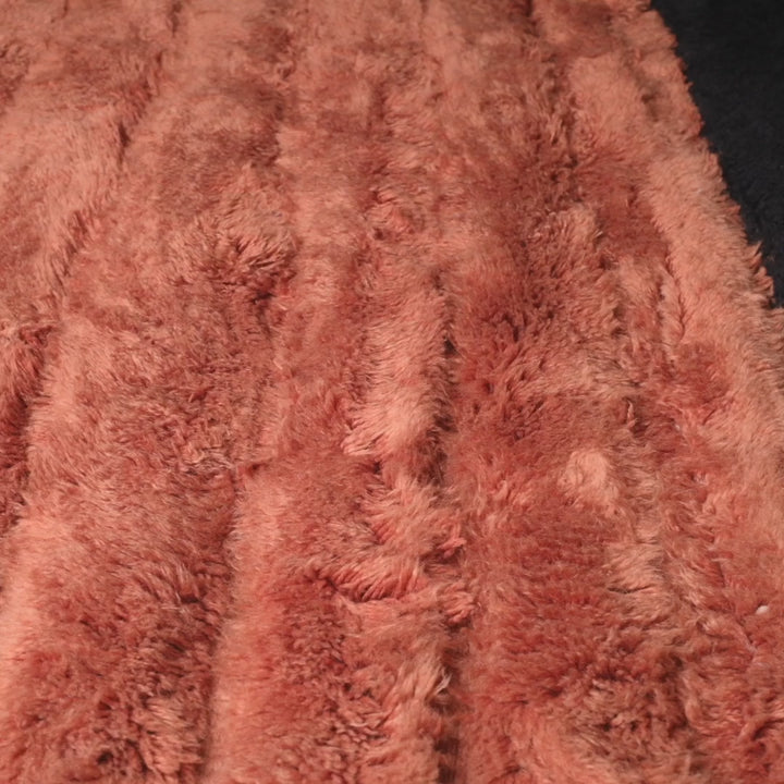 Modern Black & Rust Beni Mrirt Wool Rug – Handmade in Morocco