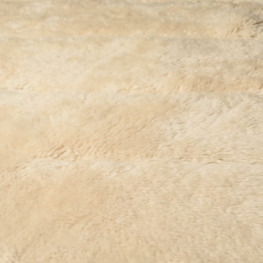Cream Wool Moroccan Rug with Subtle Raised Diamonds