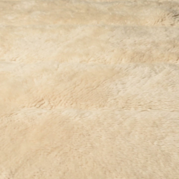 Cream Wool Moroccan Rug with Subtle Raised Diamonds