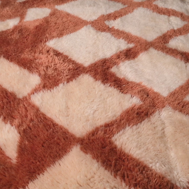 Terracotta Lattice Moroccan Wool Rug – Berber Handmade Style