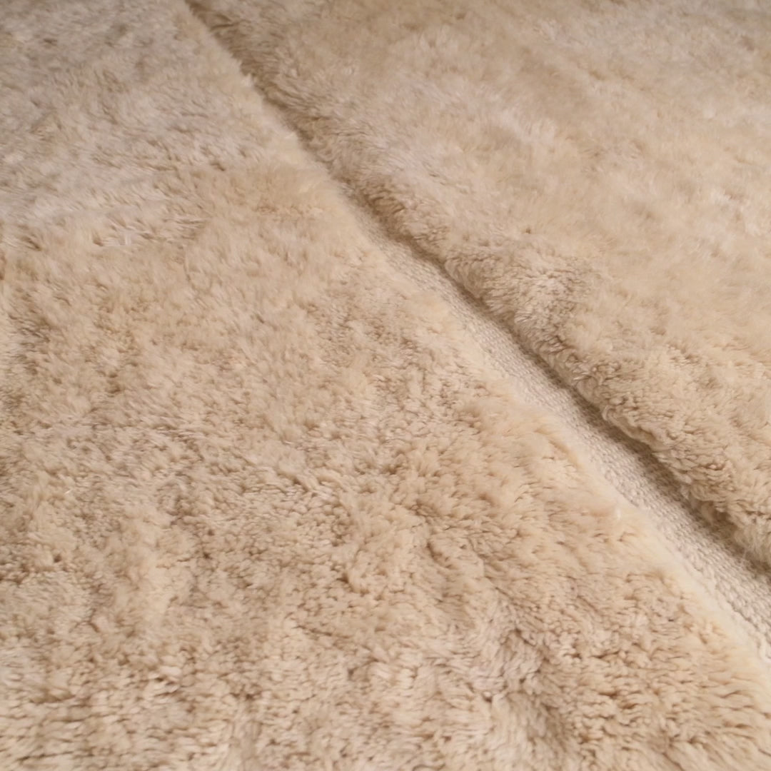 Minimalist Ivory Moroccan Rug in Subtle Tone-on-Tone Design