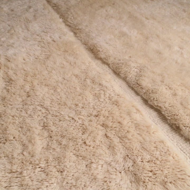 Minimalist Ivory Moroccan Rug in Subtle Tone-on-Tone Design