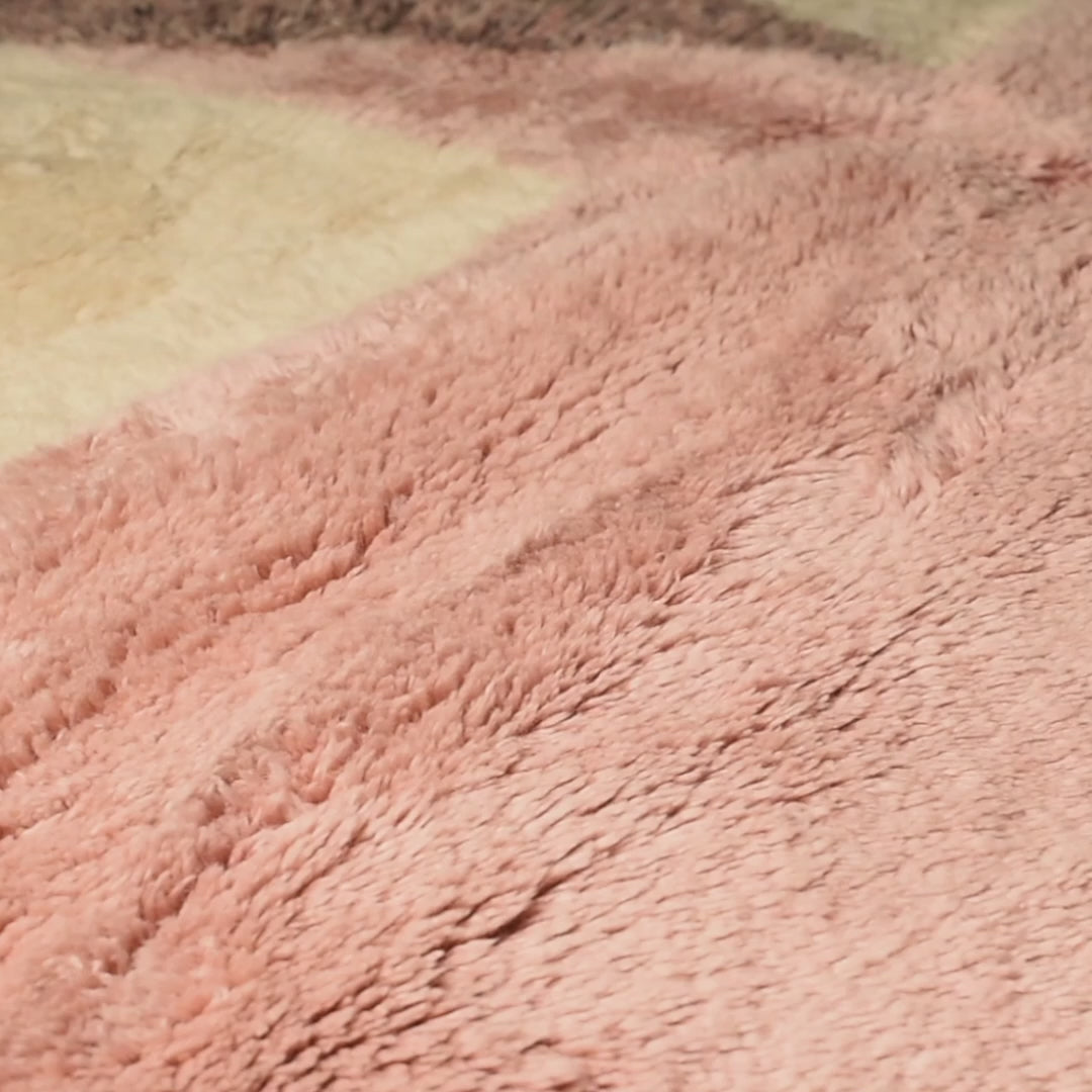 Sunset Mountain Abstract Beni Mrirt Rug in Rose and Earth Tones