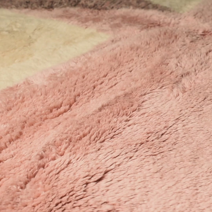 Sunset Mountain Abstract Beni Mrirt Rug in Rose and Earth Tones