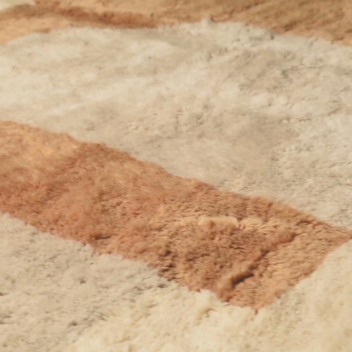 Geometric Modern Wool Moroccan Rug in Beige and Earth Tones