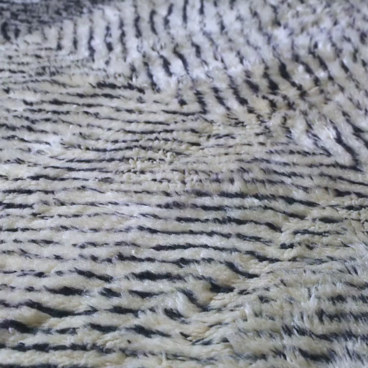 Blue Gradient Moroccan Wool Rug with Textured Lines