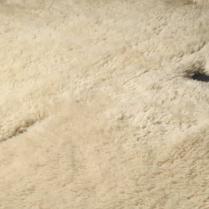 Abstract Cream and Black Wool Moroccan Rug – Modern Handmade Art