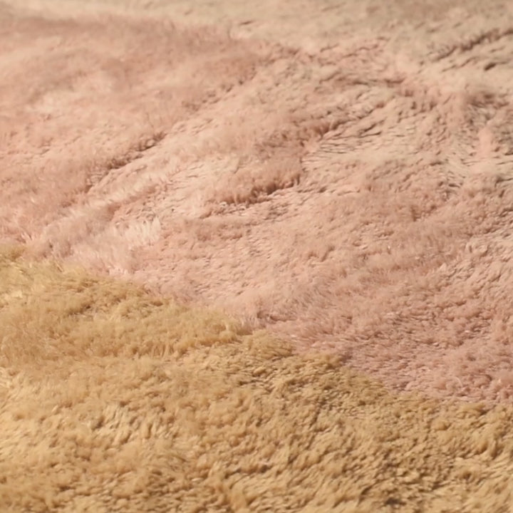 Modern Minimalist Moroccan Wool Rug in Peach and Ochre Tones
