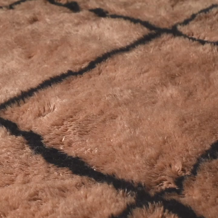 Grid Check Moroccan Wool Rug – Peach and Black Squares