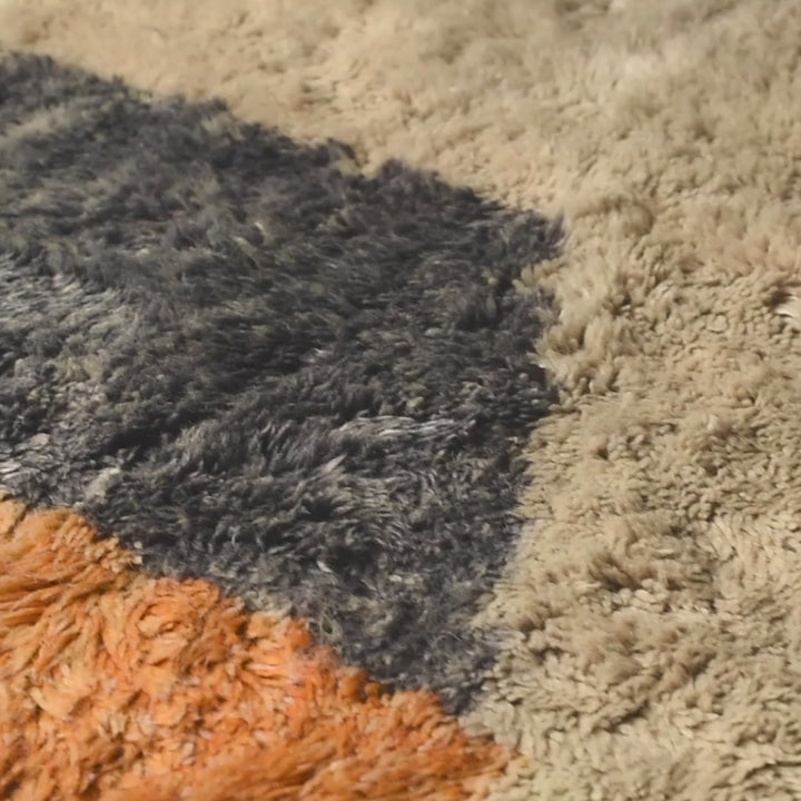 Handmade Geometric Moroccan Wool Rug – Mustard & Earth Tones