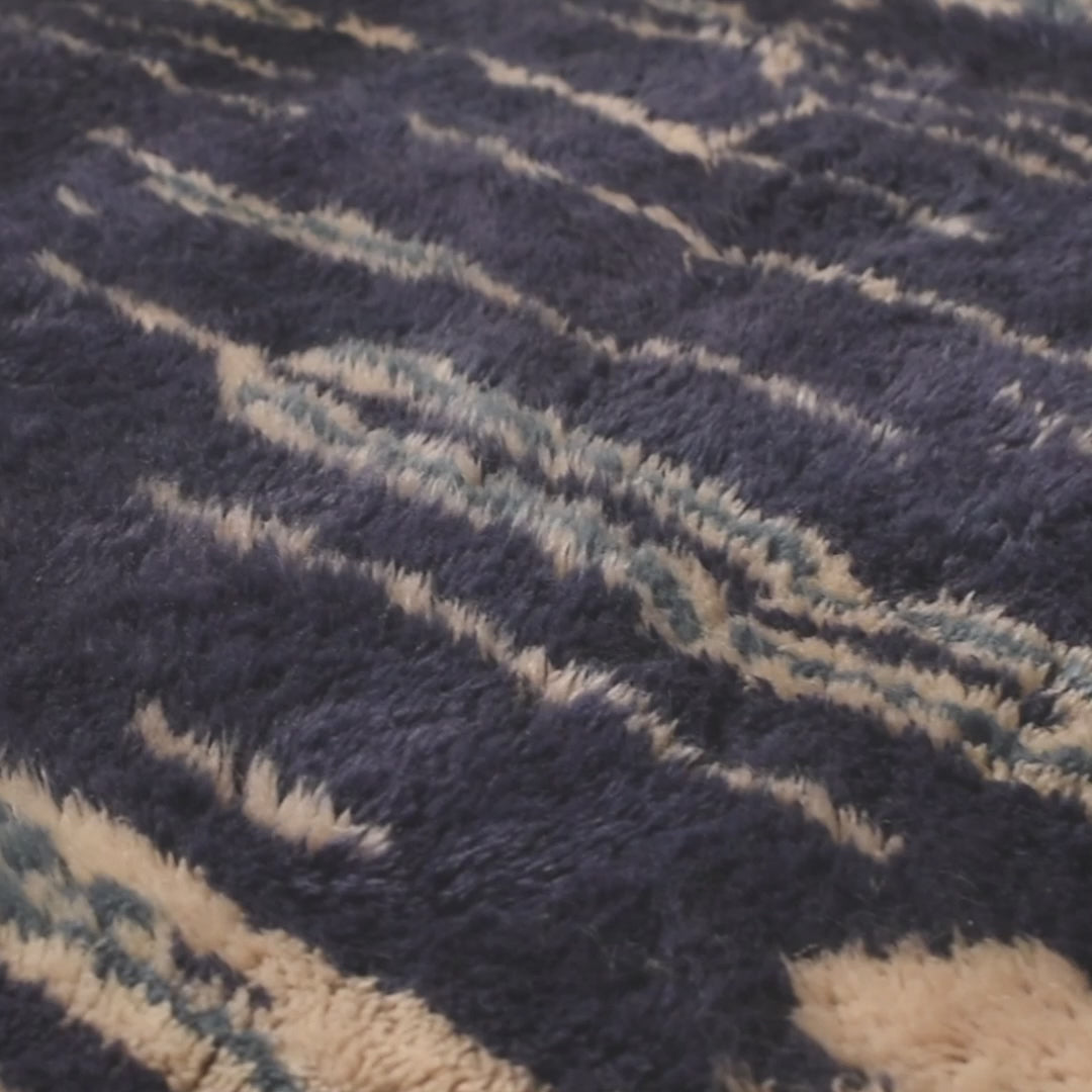 Blue Abstract Moroccan Rug – Handmade Wool Carpet