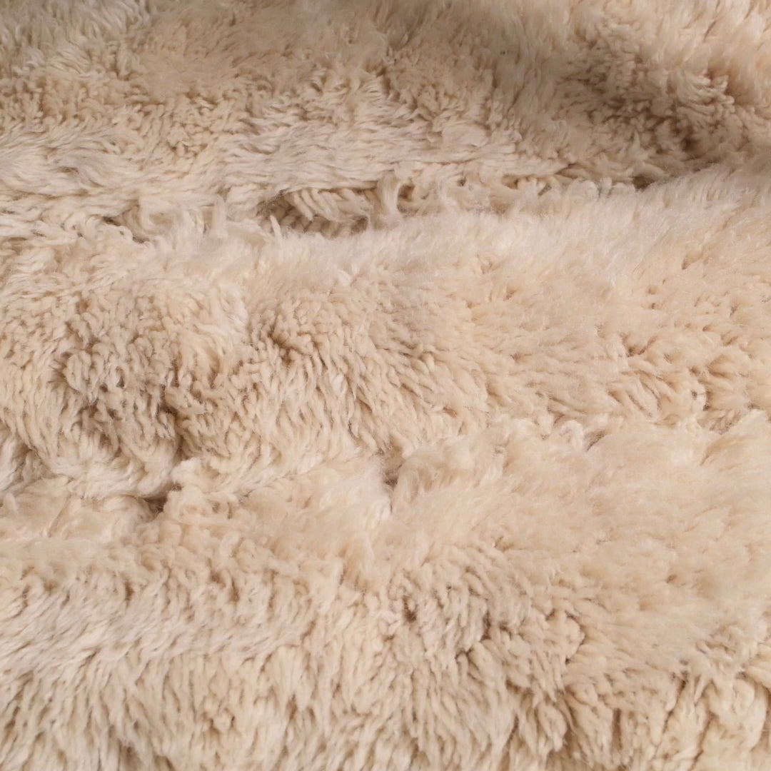 White Moroccan Wool Runner Rug with Subtle Diamonds