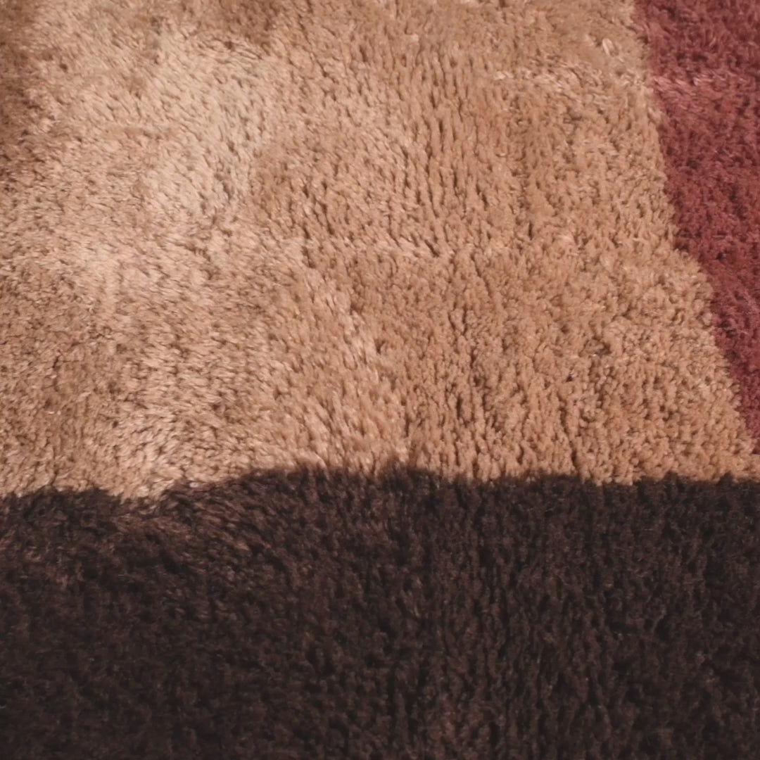 Modern Abstract Moroccan Wool Rug in Earth Tone Blocks