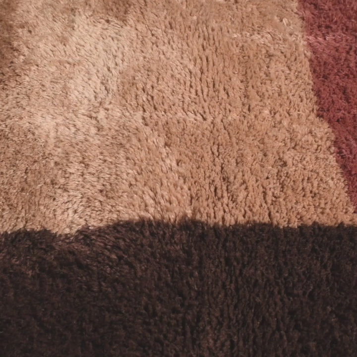 Modern Abstract Moroccan Wool Rug in Earth Tone Blocks