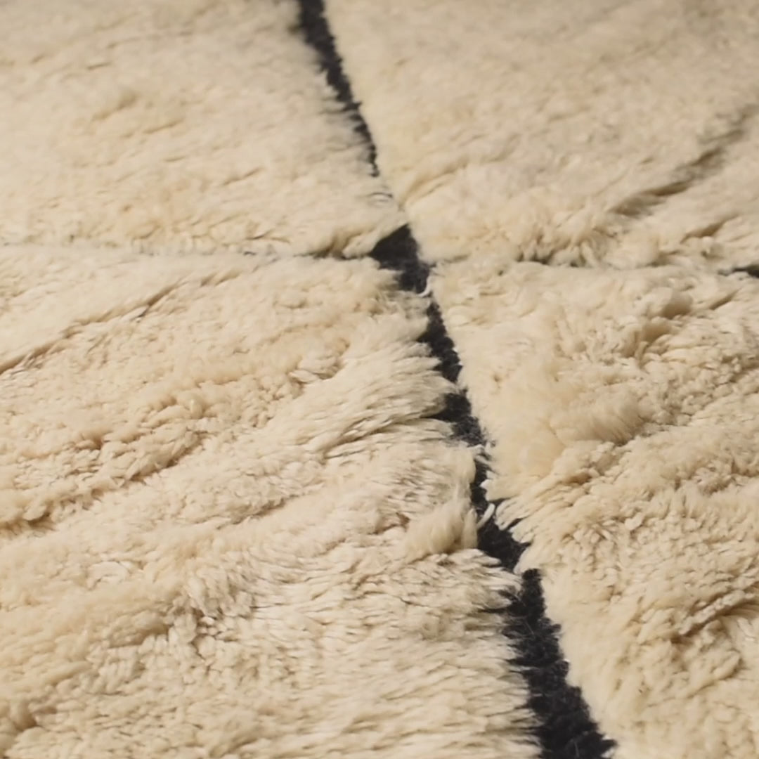 Classic Beni Ourain Moroccan Rug with Bold Black Diamond Lines