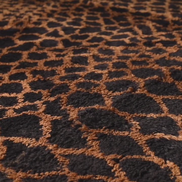 Black & Amber Moroccan Wool Rug – Geometric Tribal Pattern