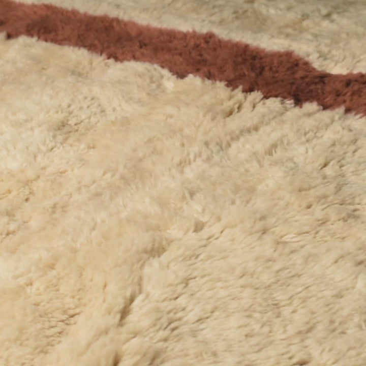 Minimalist Moroccan Rug with Terracotta Cross Lines