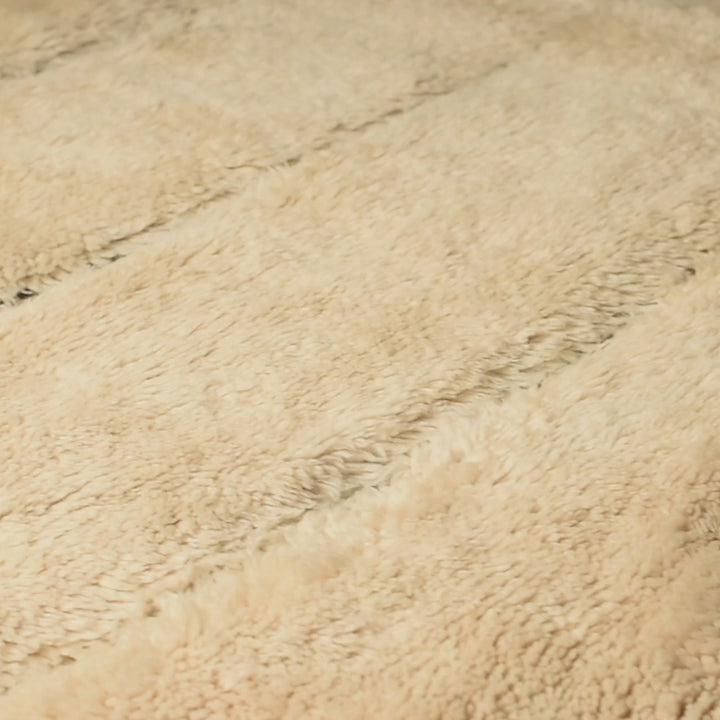 Ivory Moroccan Wool Rug with Subtle Horizontal Black Lines