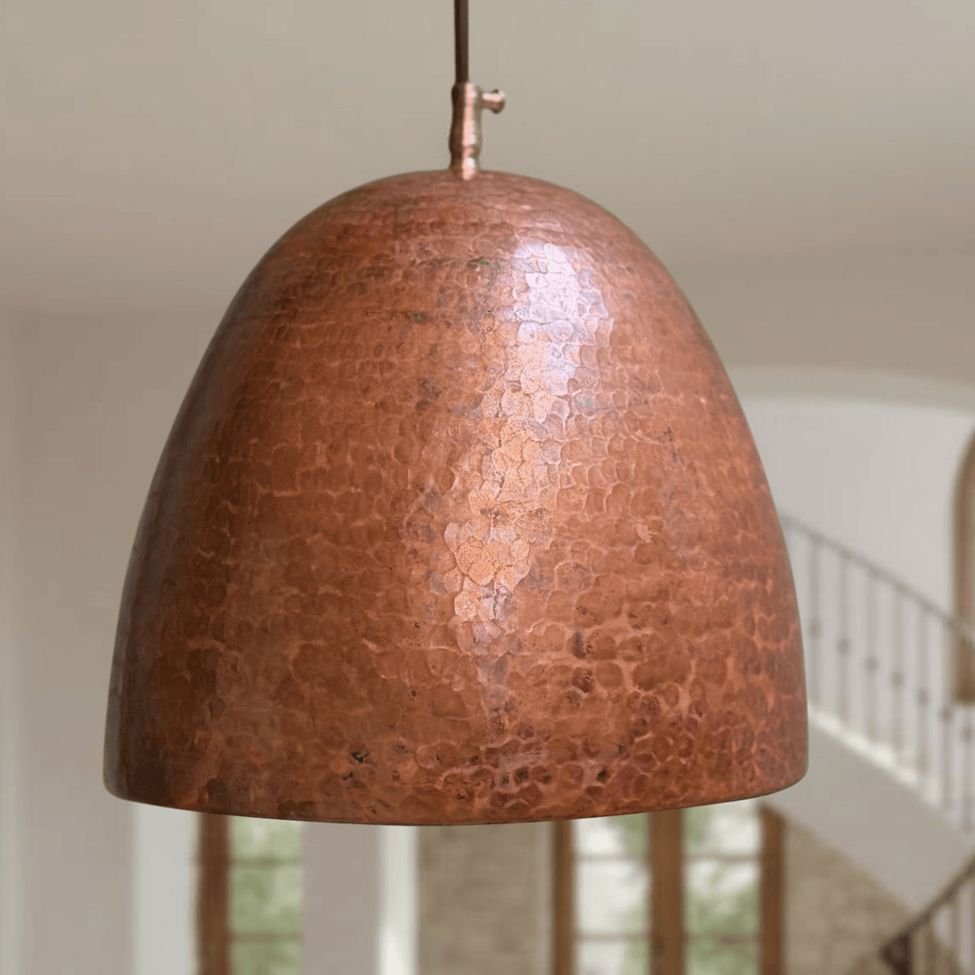 Handmade Hammered Copper Pendant Light – Rustic Moroccan Dome Ceiling Lamp