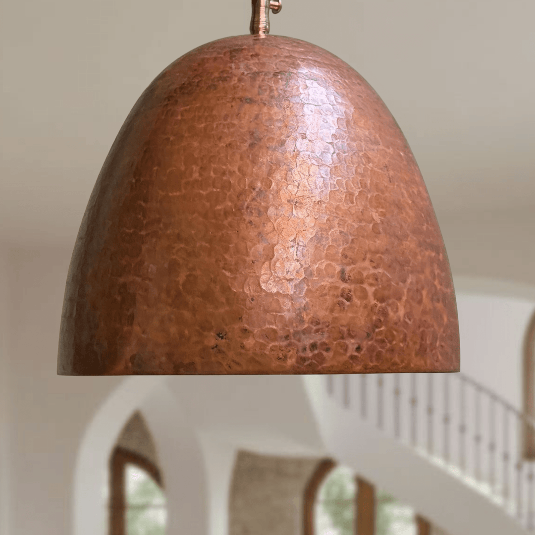 Handcrafted Rustic Copper Dome Pendant Light – Hammered Ceiling Lamp