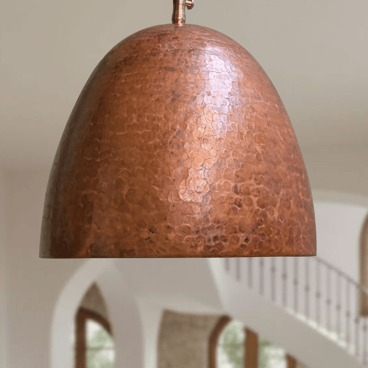 Handcrafted Rustic Copper Dome Pendant Light – Hammered Ceiling Lamp