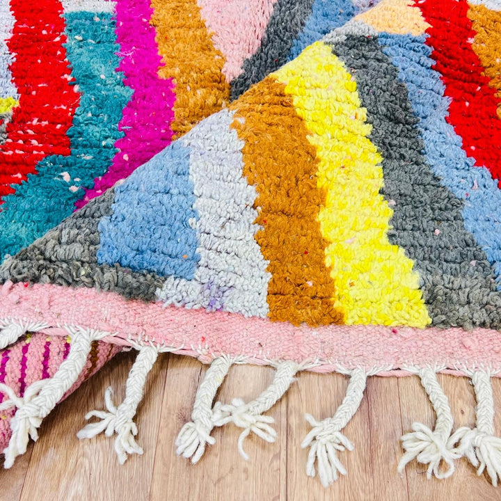 vintage moroccan berber wool rug colorful wave stripe handmade