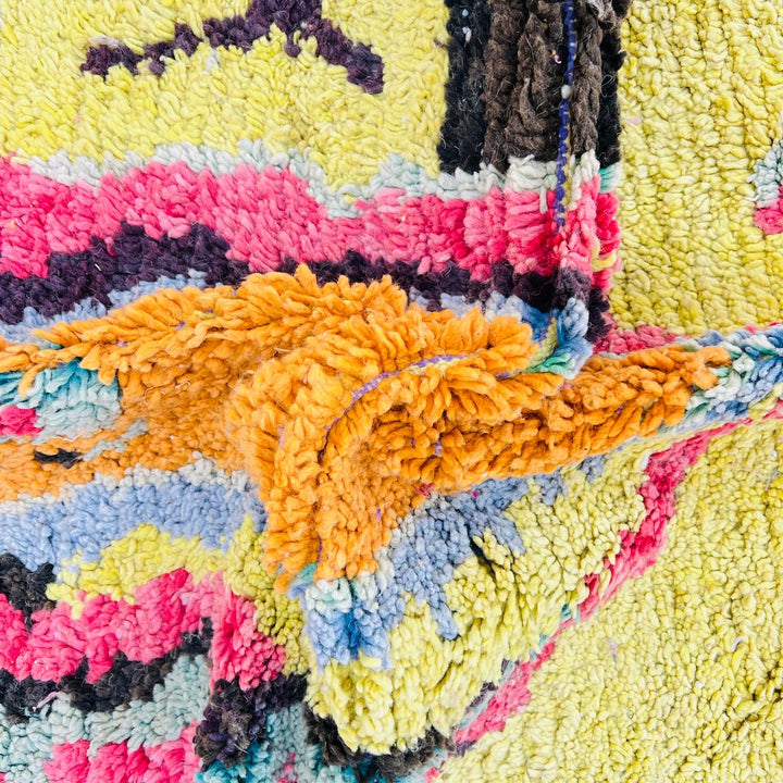 Vintage Moroccan Shag Rug – Yellow Bohemian Carpet