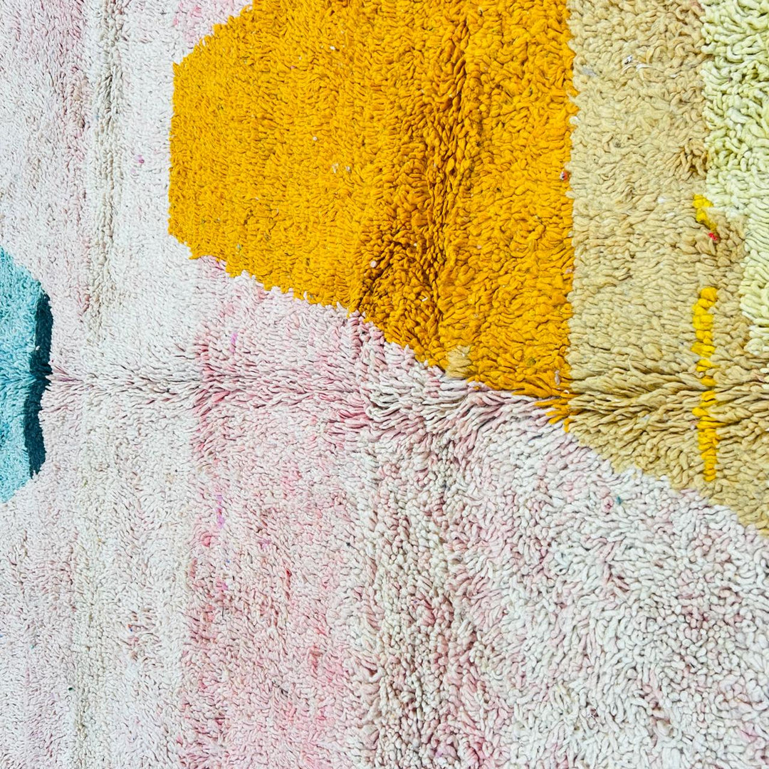 Vintage Moroccan wool rug JNN – handmade abstract Berber wool carpet 263 × 158 cm (8.63 × 5.18 ft).