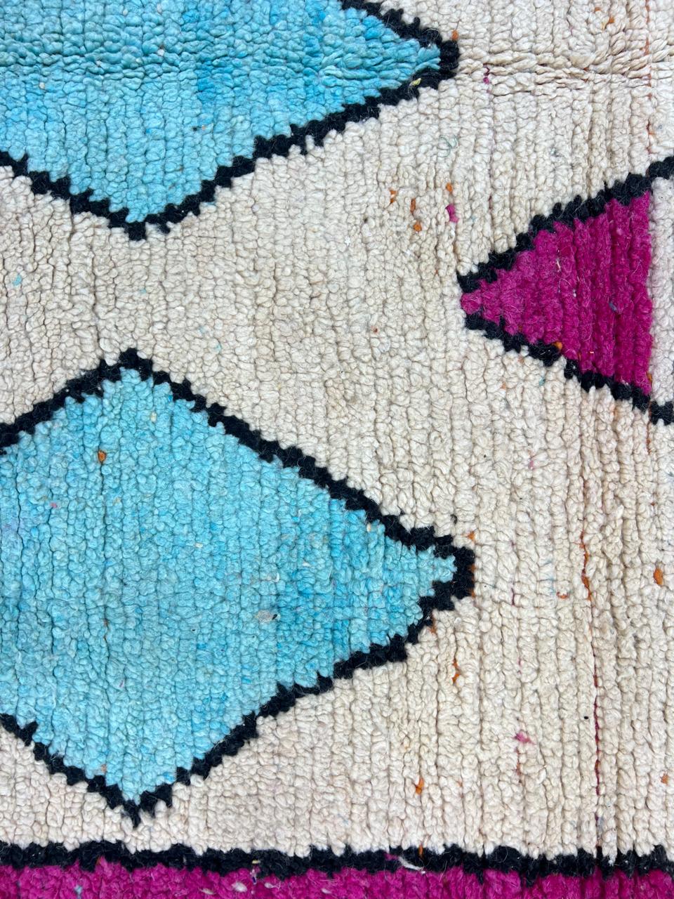 Vintage Moroccan Wool Rug – Handmade Berber 697
