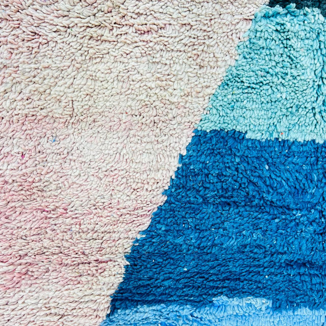 Vintage Moroccan wool rug JNN – handmade abstract Berber wool carpet 263 × 158 cm (8.63 × 5.18 ft).