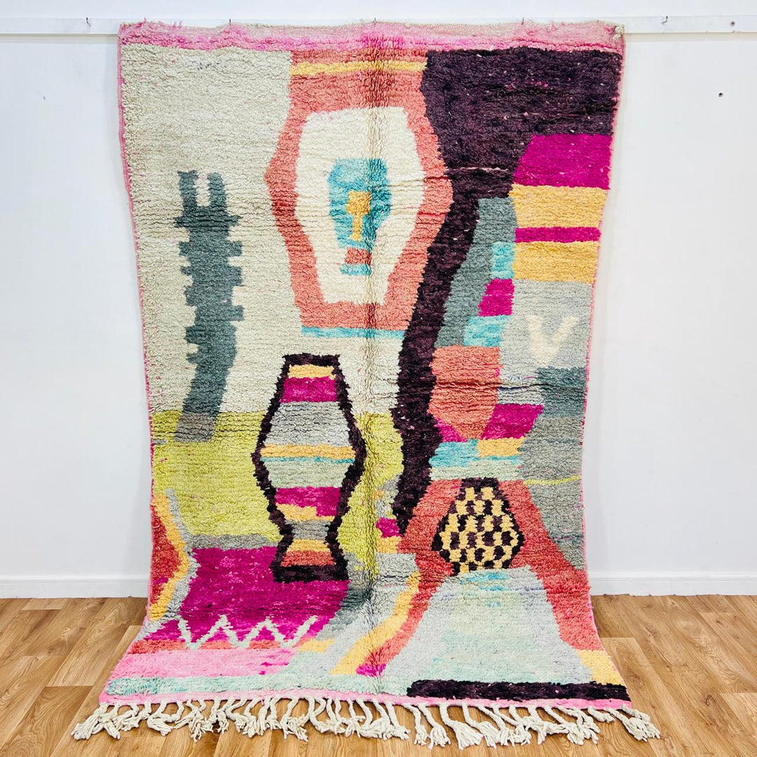 vintage moroccan berber wool rug colorful abstract handmade