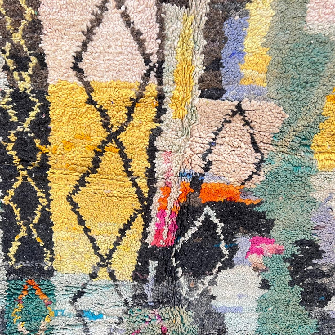 Vintage Moroccan Wool Rug 148 – handmade colorful abstract Moroccan wool rug (248 × 162 cm).
