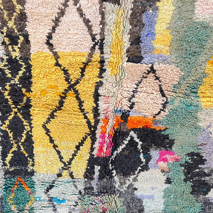 Vintage Moroccan Wool Rug 148 – handmade colorful abstract Moroccan wool rug (248 × 162 cm).