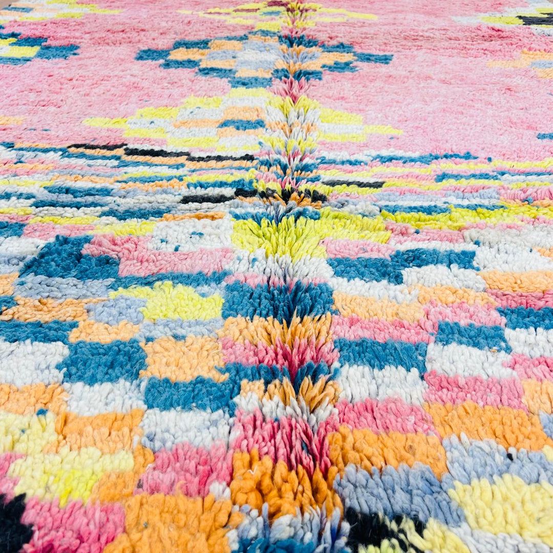 vintage moroccan berber wool rug pink geometric handmade