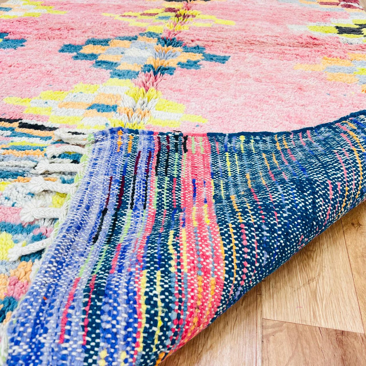 vintage moroccan berber wool rug pink geometric handmade