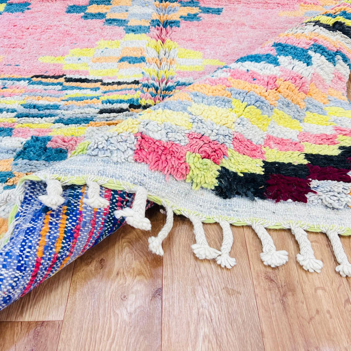 vintage moroccan berber wool rug pink geometric handmade