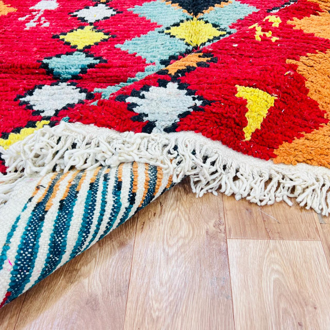 vintage moroccan berber wool rug red diamond geometric handmade