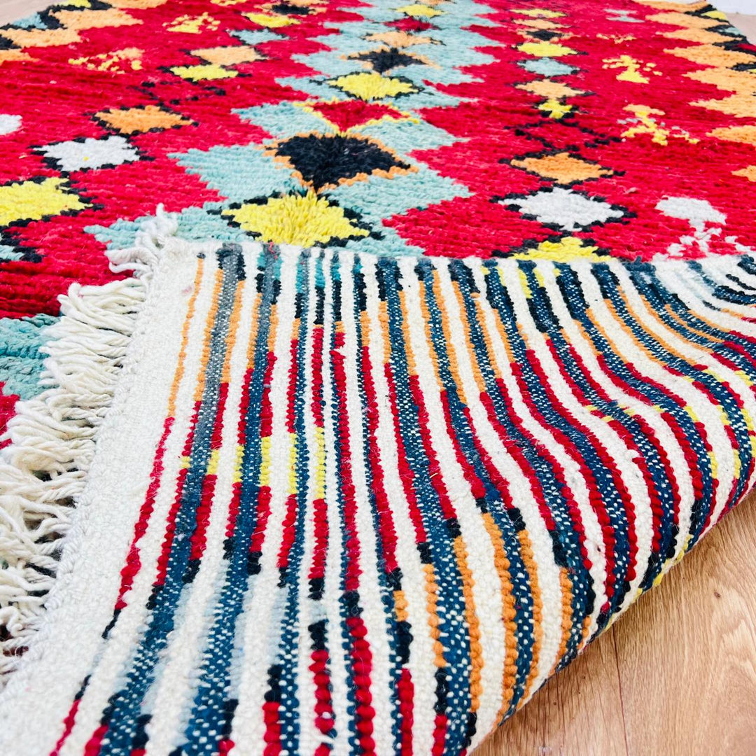 vintage moroccan berber wool rug red diamond geometric handmade
