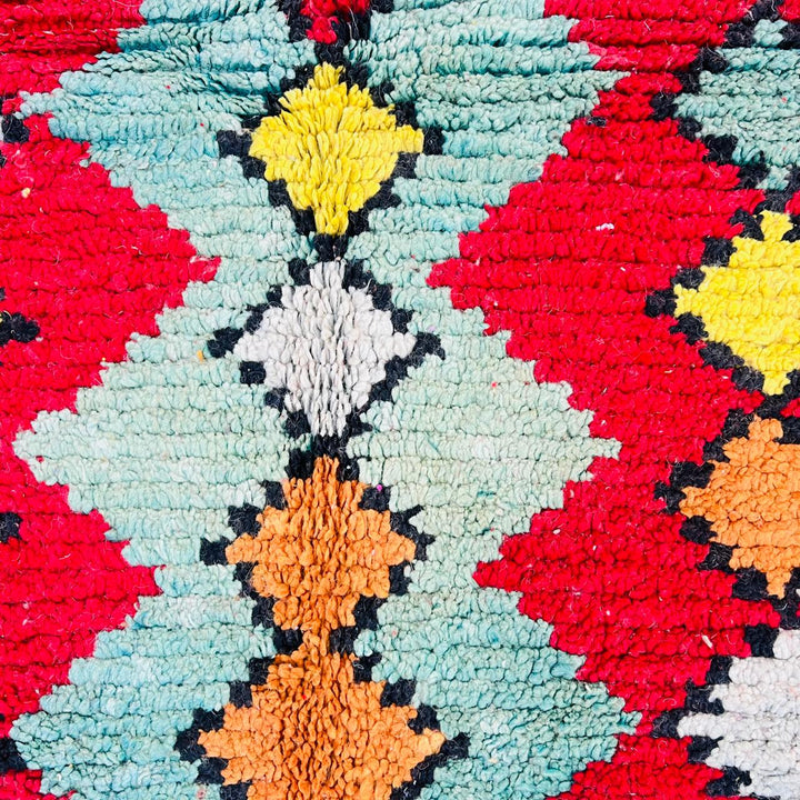 vintage moroccan berber wool rug red diamond geometric handmade