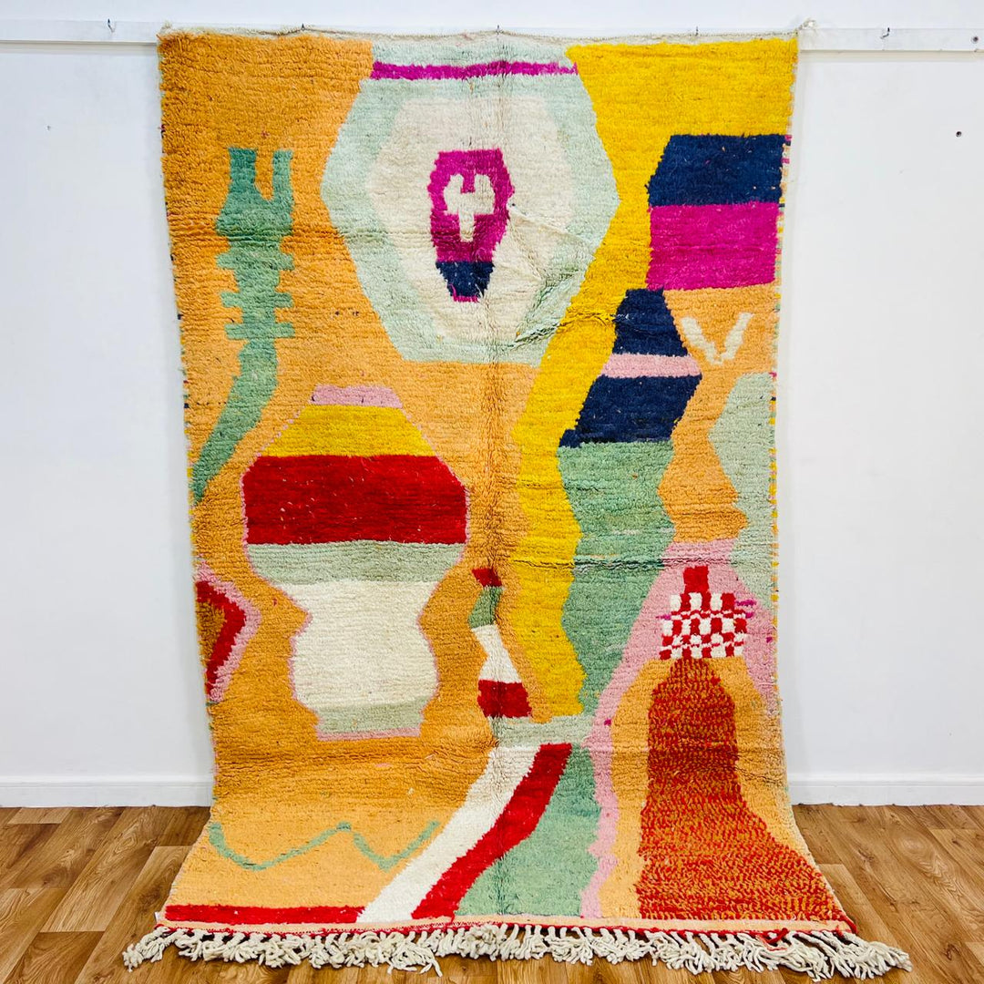 vintage moroccan berber wool rug colorful abstract handmade