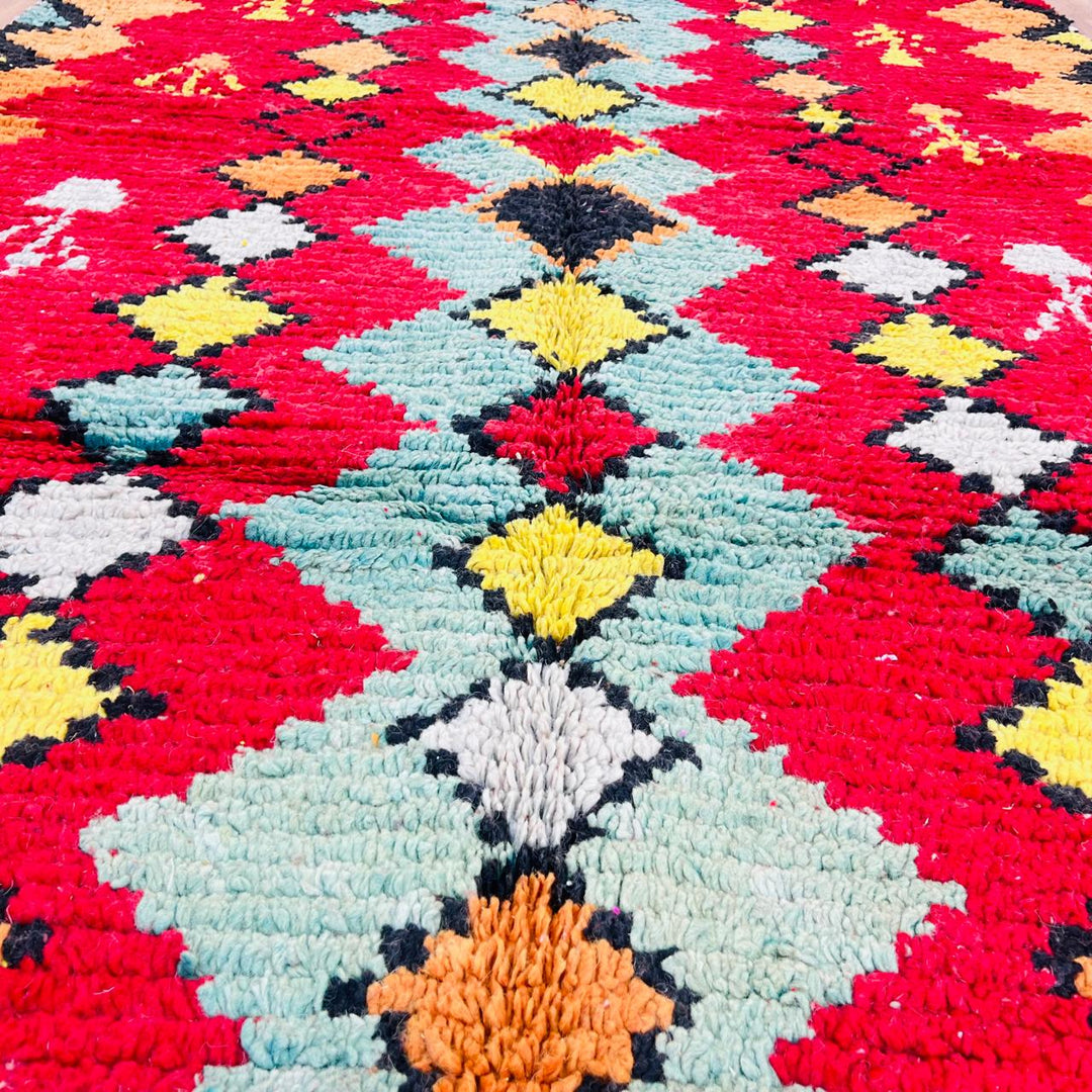 vintage moroccan berber wool rug red diamond geometric handmade