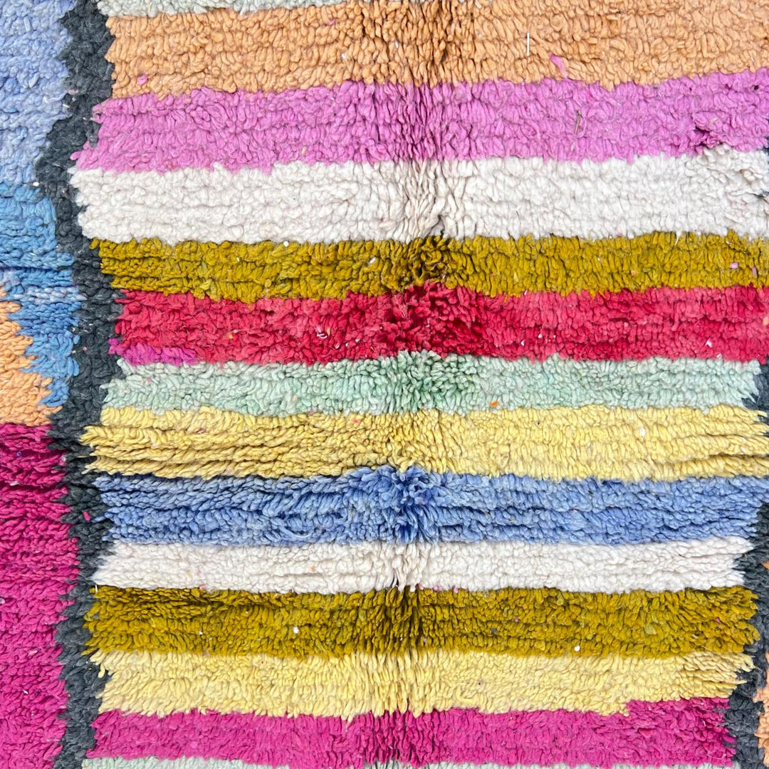 Vintage Moroccan Wool Rug – Colorful Striped Berber Carpet 840