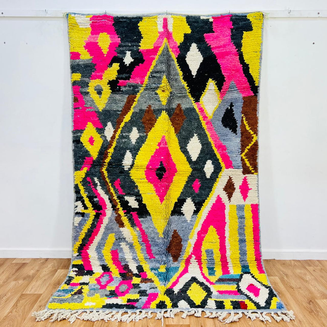 Vintage Moroccan Shag Rug – Bright Berber Design 631