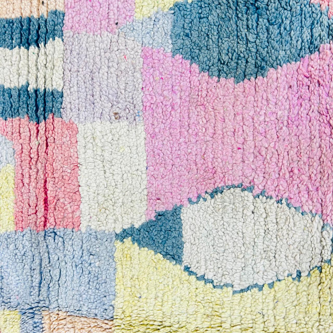 Vintage Moroccan Wool Rug – Pastel Geometric Boho Design 776