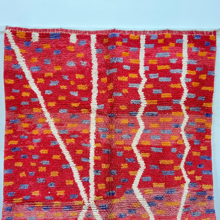 Vintage Moroccan Wool Rug – Red Abstract Berber Carpet 832