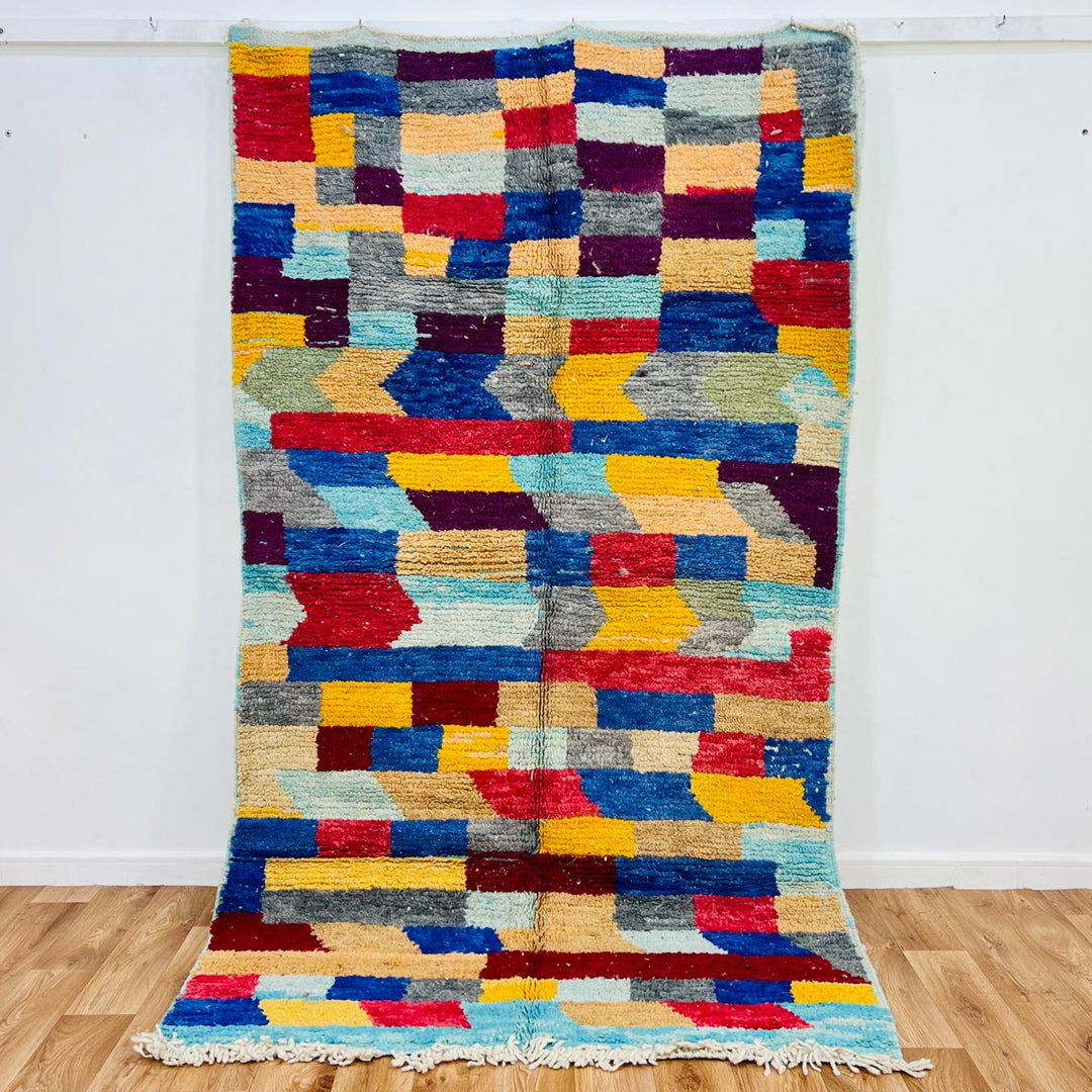 Vintage Moroccan Area Rug – Colorful Handcrafted Berber Wool Carpet