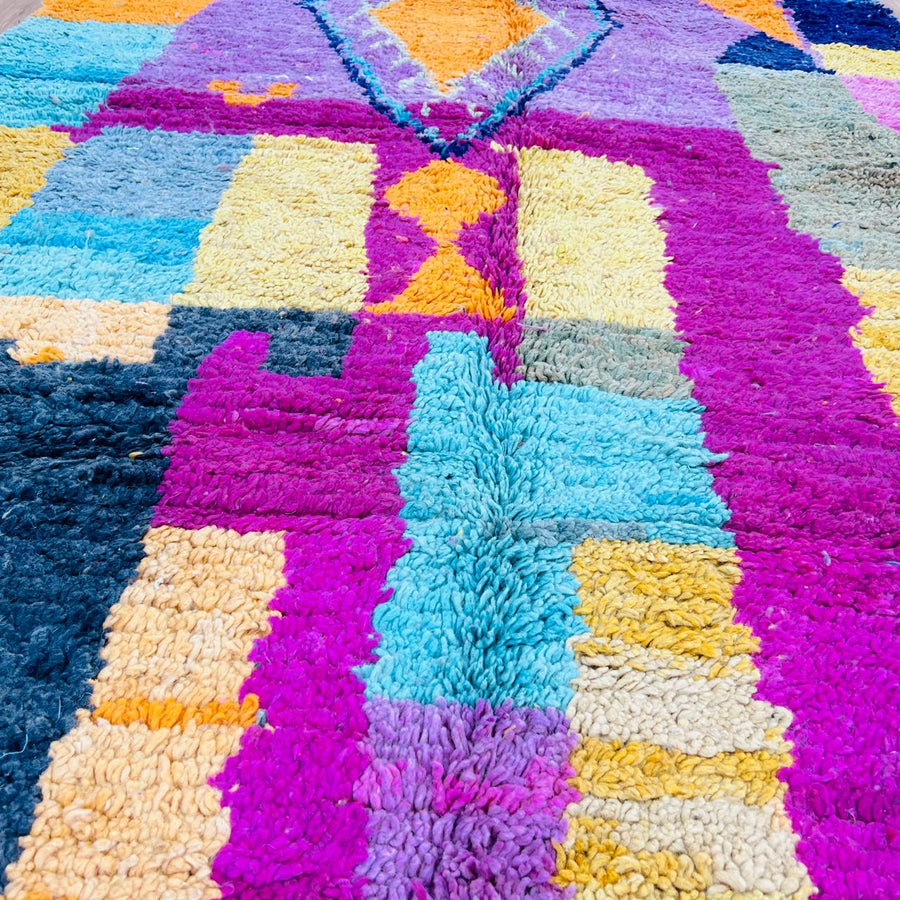 vintage moroccan rug with colorful berber diamond pattern handmade wool carpet