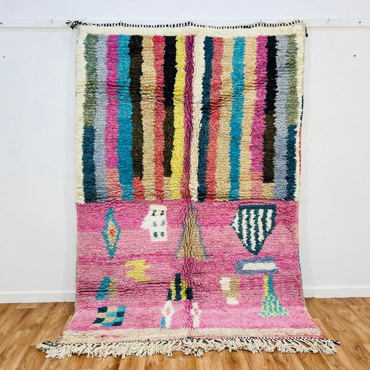 Vintage Moroccan Rug – Striped &amp; Geometric Design