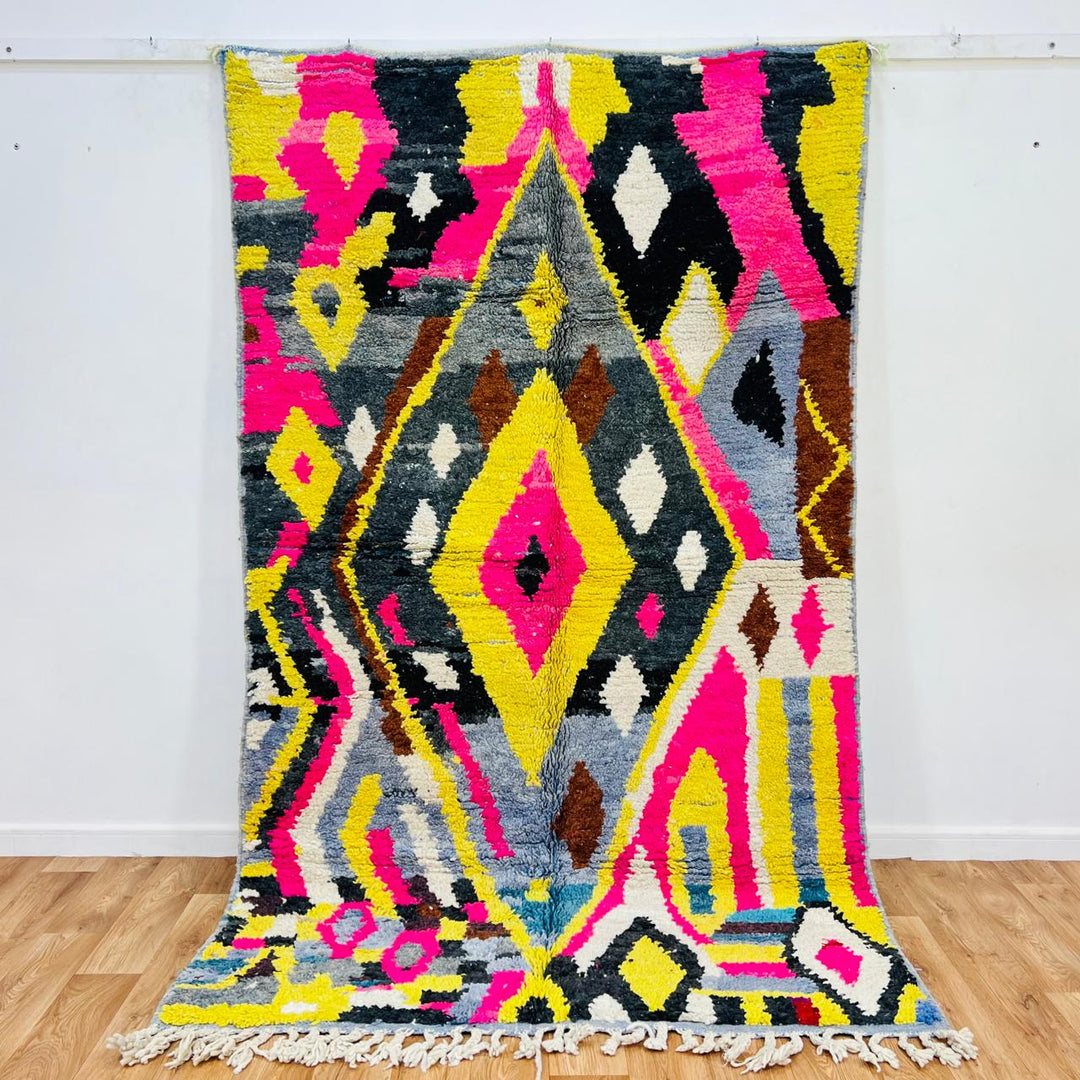 Vintage Moroccan Shag Rug – Bright Berber Design 631